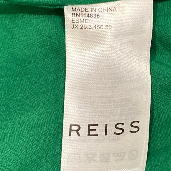 NWT Reiss Emerald Green Esme Linen Tie Side Midi Dress - Sz 2 - Picture 8 of 10